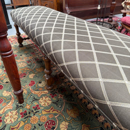19th Century French Oak Long Upholstered Stool