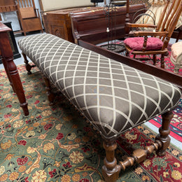 19th Century French Oak Long Upholstered Stool