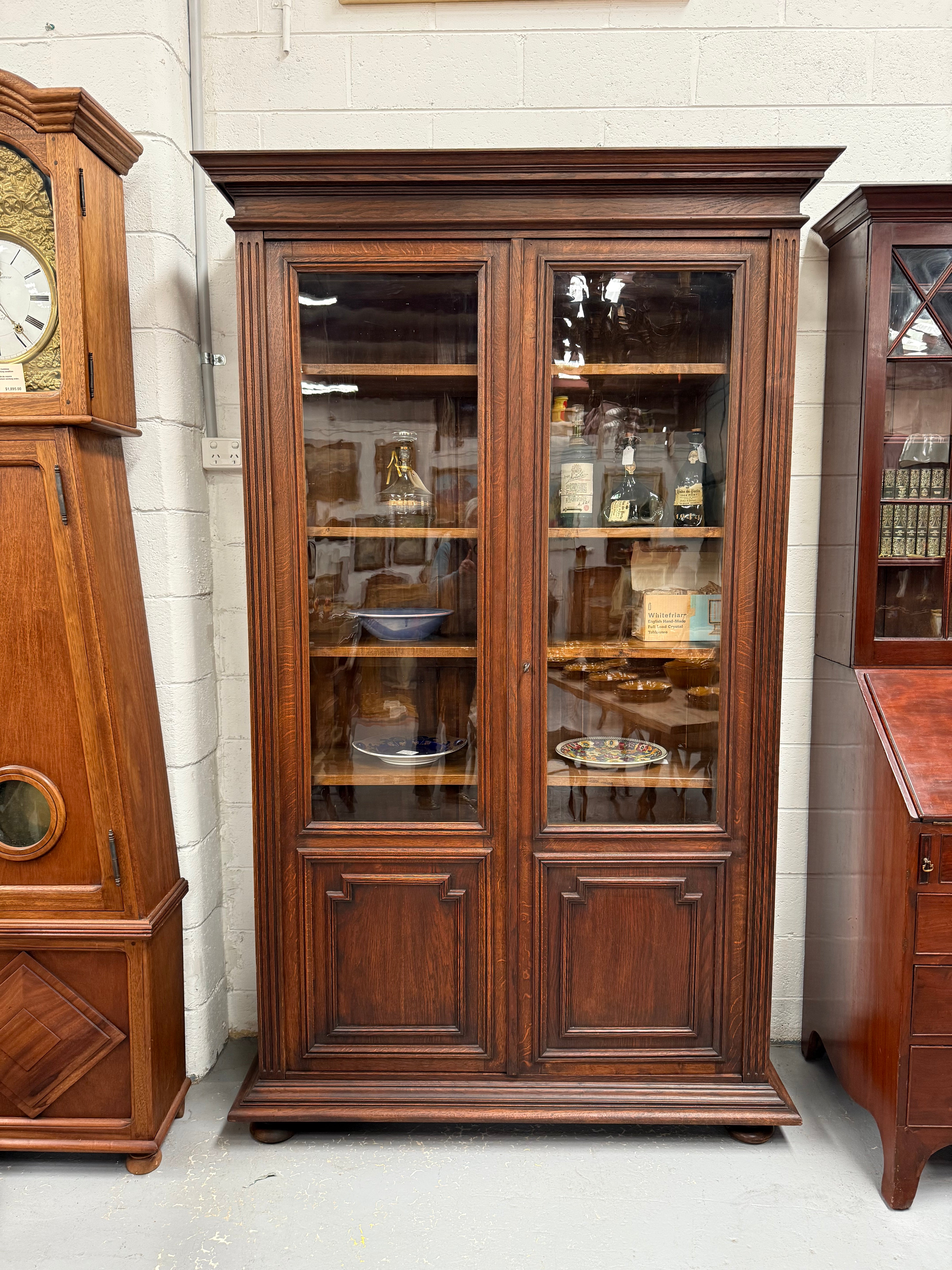 French Louis XVI Style 19th Century Oak Two Door Bookcase | Antique & Vintage | Moonee Ponds Antiques | Australia Wide Delivery
