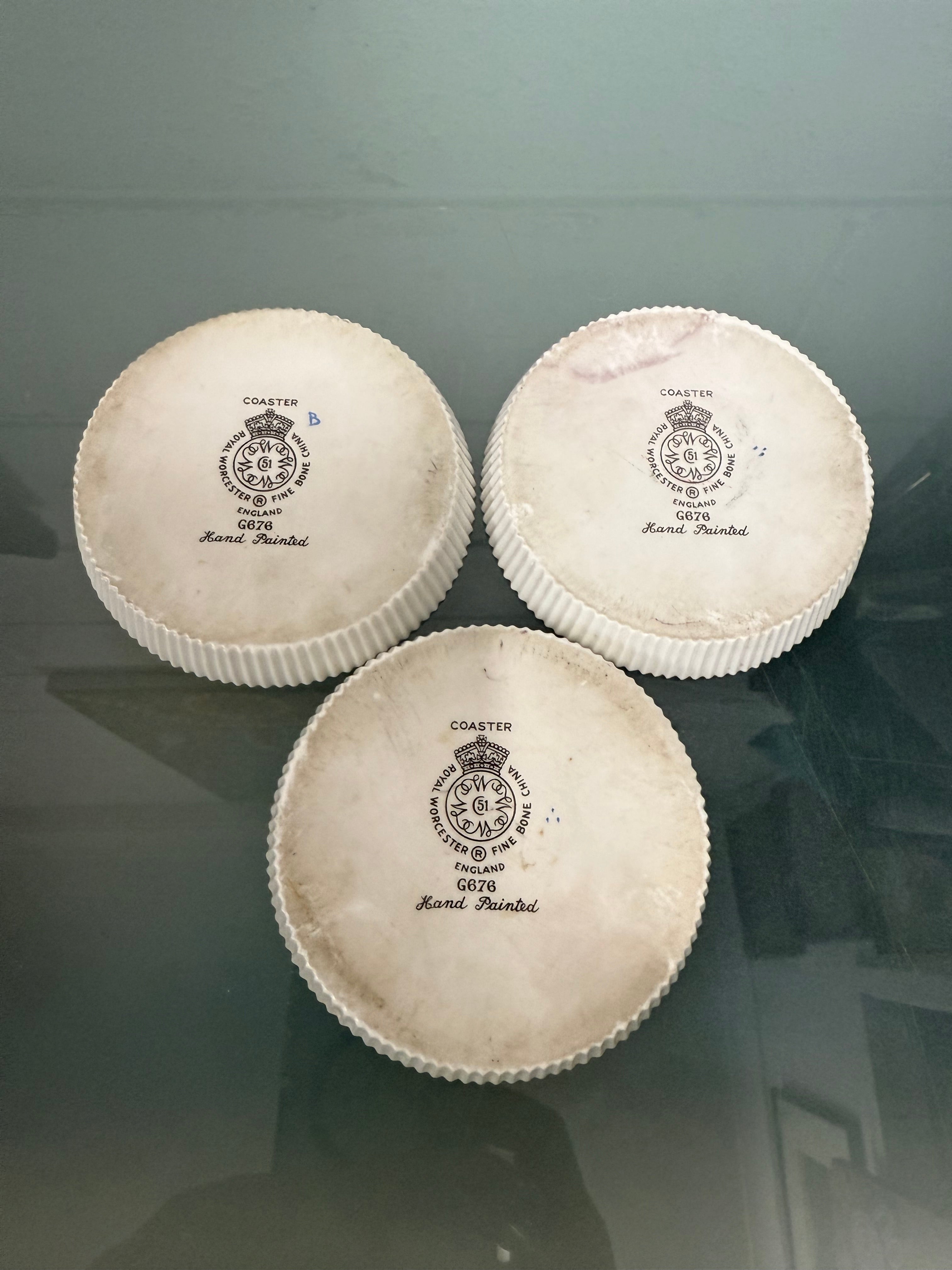 Royal Worcester English Set Three Coasters | Antique & Vintage | Moonee Ponds Antiques | Australia Wide Delivery