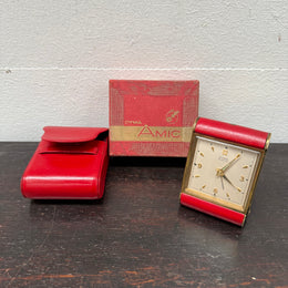 Superb Art Deco Cyma Travel Clock Original Carry Case & Box.