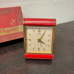 Superb Art Deco Cyma Travel Clock Original Carry Case & Box.