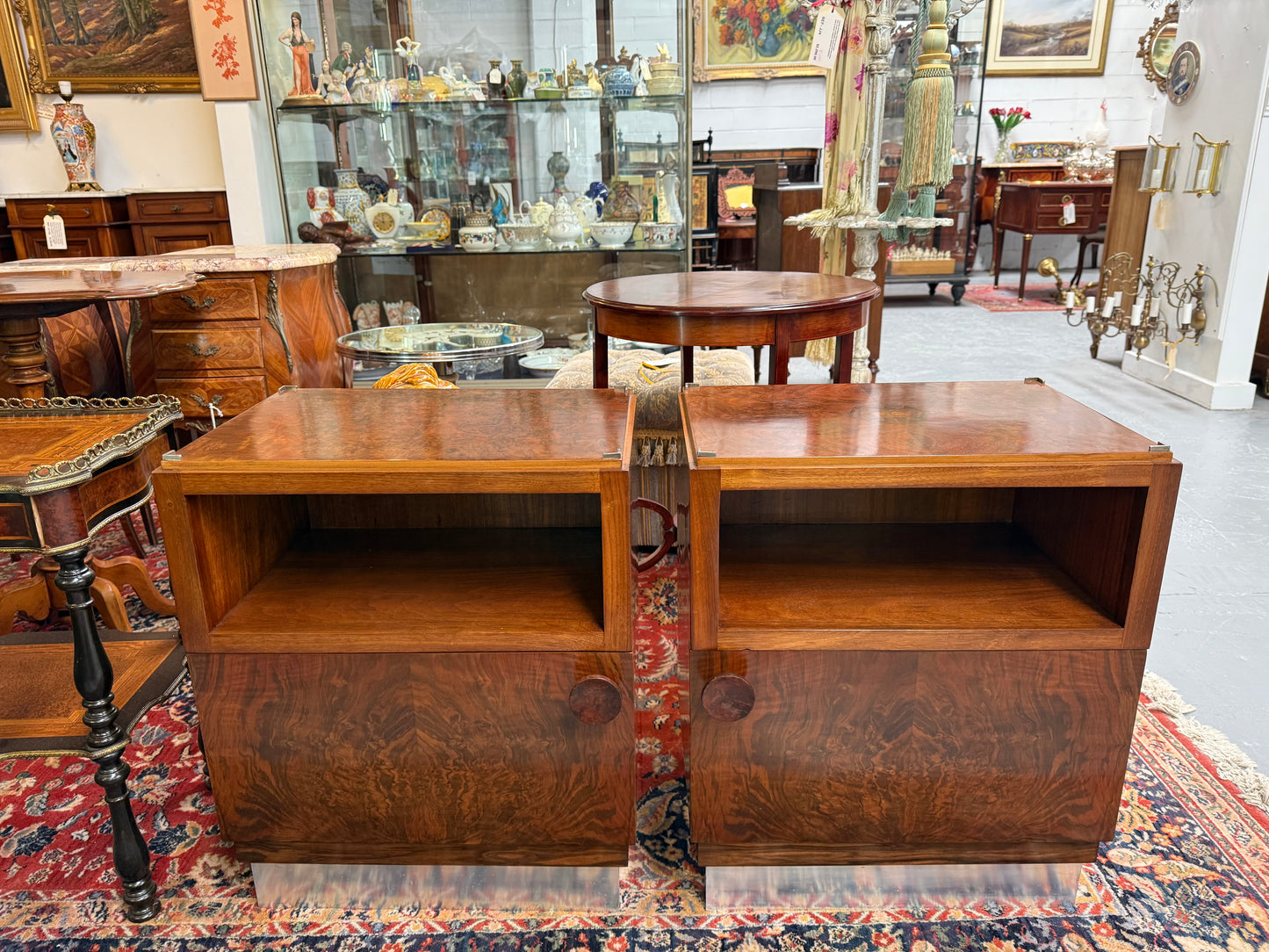 Art Deco Fully Restored Figured Walnut Bedside Cabinets