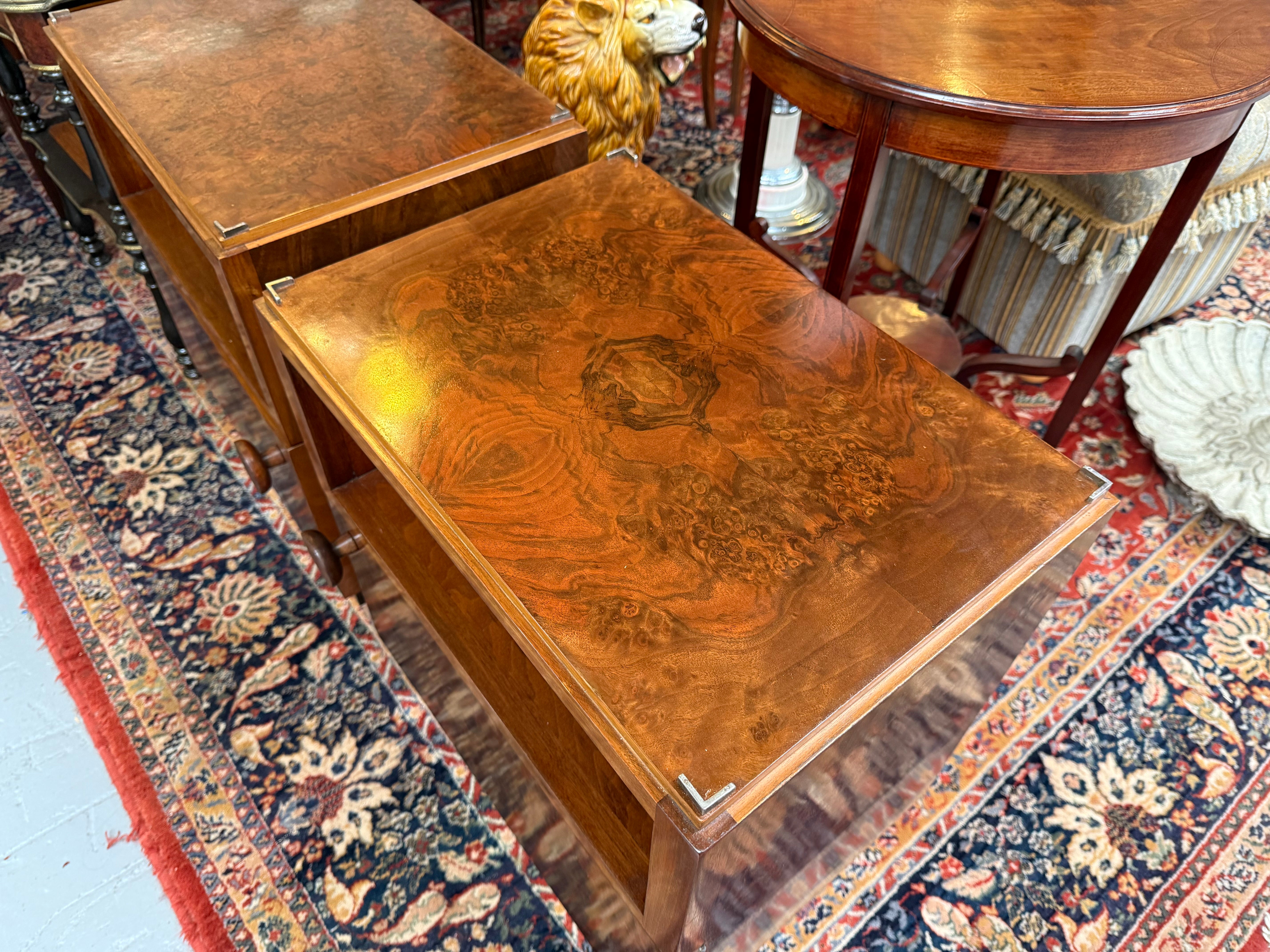 Art Deco Fully Restored Figured Walnut Bedside Cabinets | Antique & Vintage | Moonee Ponds Antiques | Australia Wide Delivery