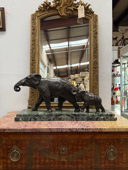 Art Deco Bronze & Marble Elephant Group Sculpture Signed "Richard" | Antique & Vintage | Moonee Ponds Antiques | Australia Wide Delivery