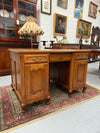 French Oak Faux Partners Desk of Pleasing Small Proportions | Antique & Vintage | Moonee Ponds Antiques | Australia Wide Delivery