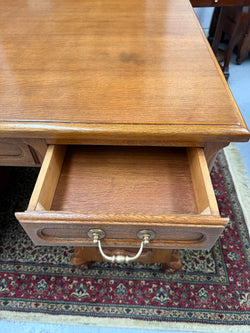 French Oak Faux Partners Desk of Pleasing Small Proportions | Antique & Vintage | Moonee Ponds Antiques | Australia Wide Delivery