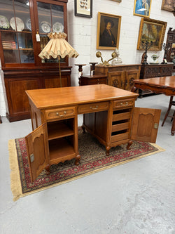 French Oak Faux Partners Desk of Pleasing Small Proportions | Antique & Vintage | Moonee Ponds Antiques | Australia Wide Delivery