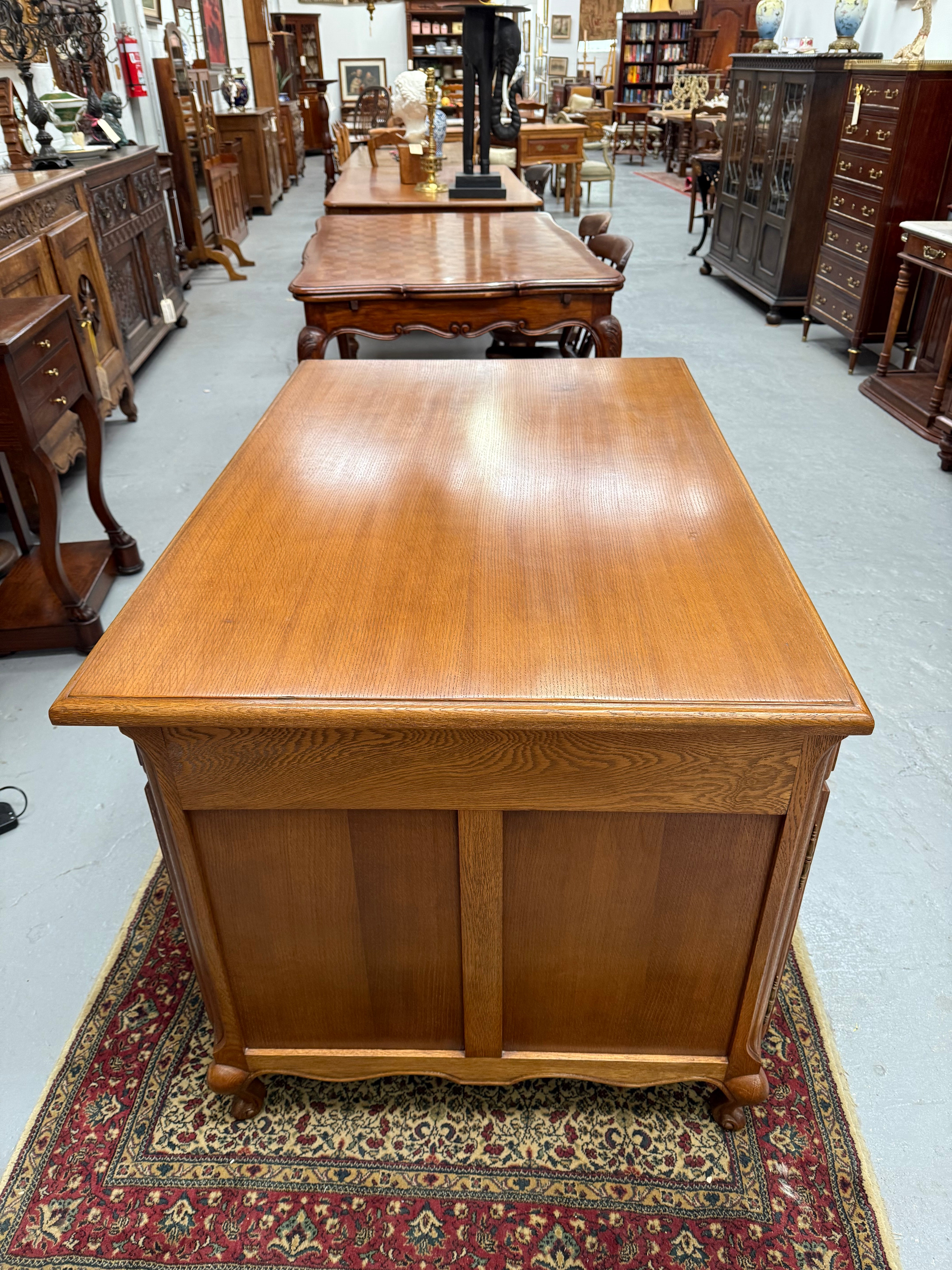 French Oak Faux Partners Desk of Pleasing Small Proportions | Antique & Vintage | Moonee Ponds Antiques | Australia Wide Delivery