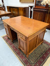 French Oak Faux Partners Desk of Pleasing Small Proportions | Antique & Vintage | Moonee Ponds Antiques | Australia Wide Delivery
