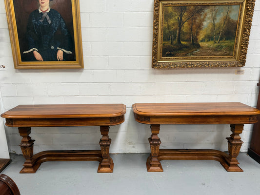 Hard to Find Nicely Carved Walnut Console Tables