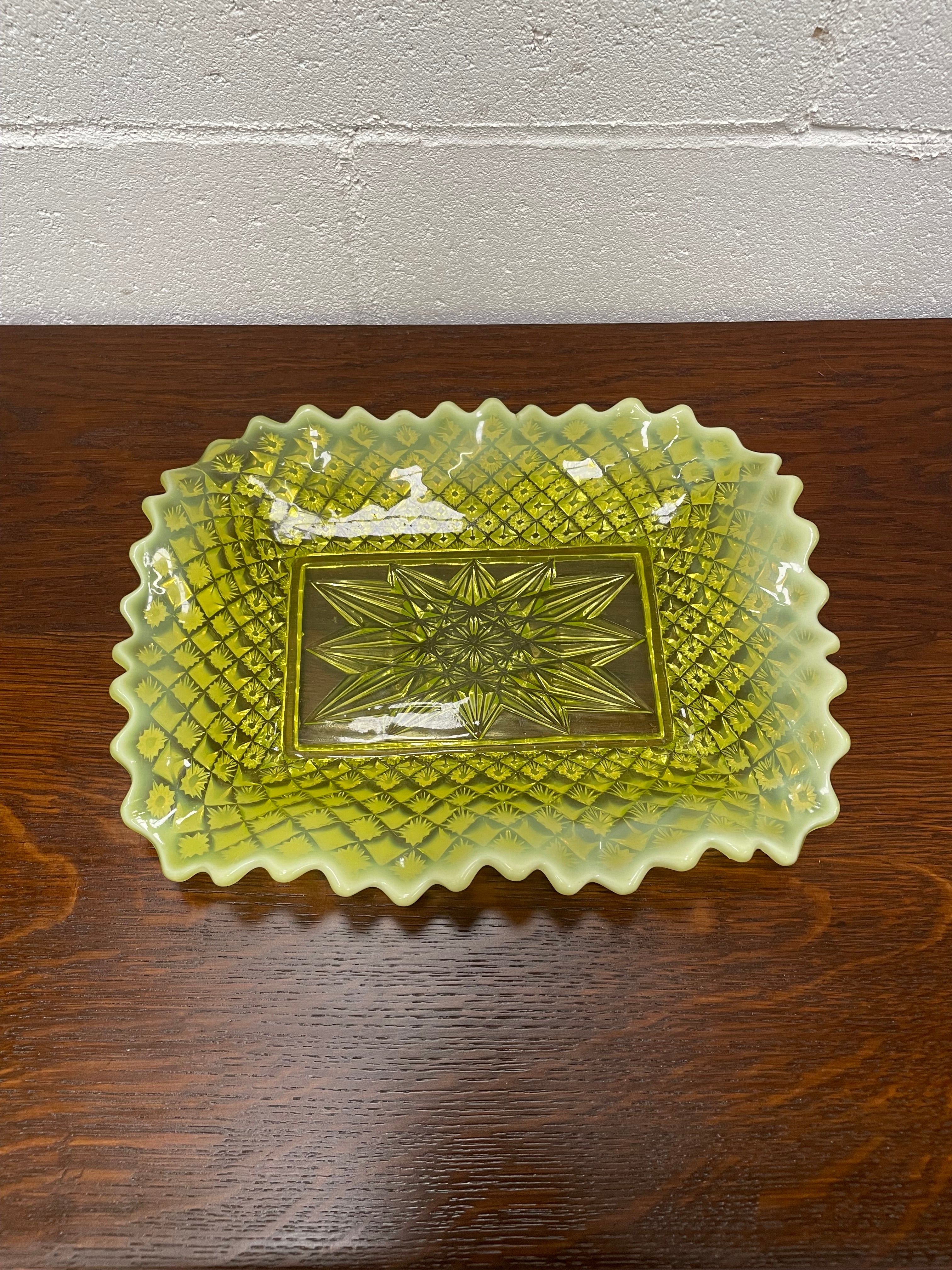 Vaseline Glass Platter/Plate | Antique & Vintage | Moonee Ponds Antiques | Australia Wide Delivery