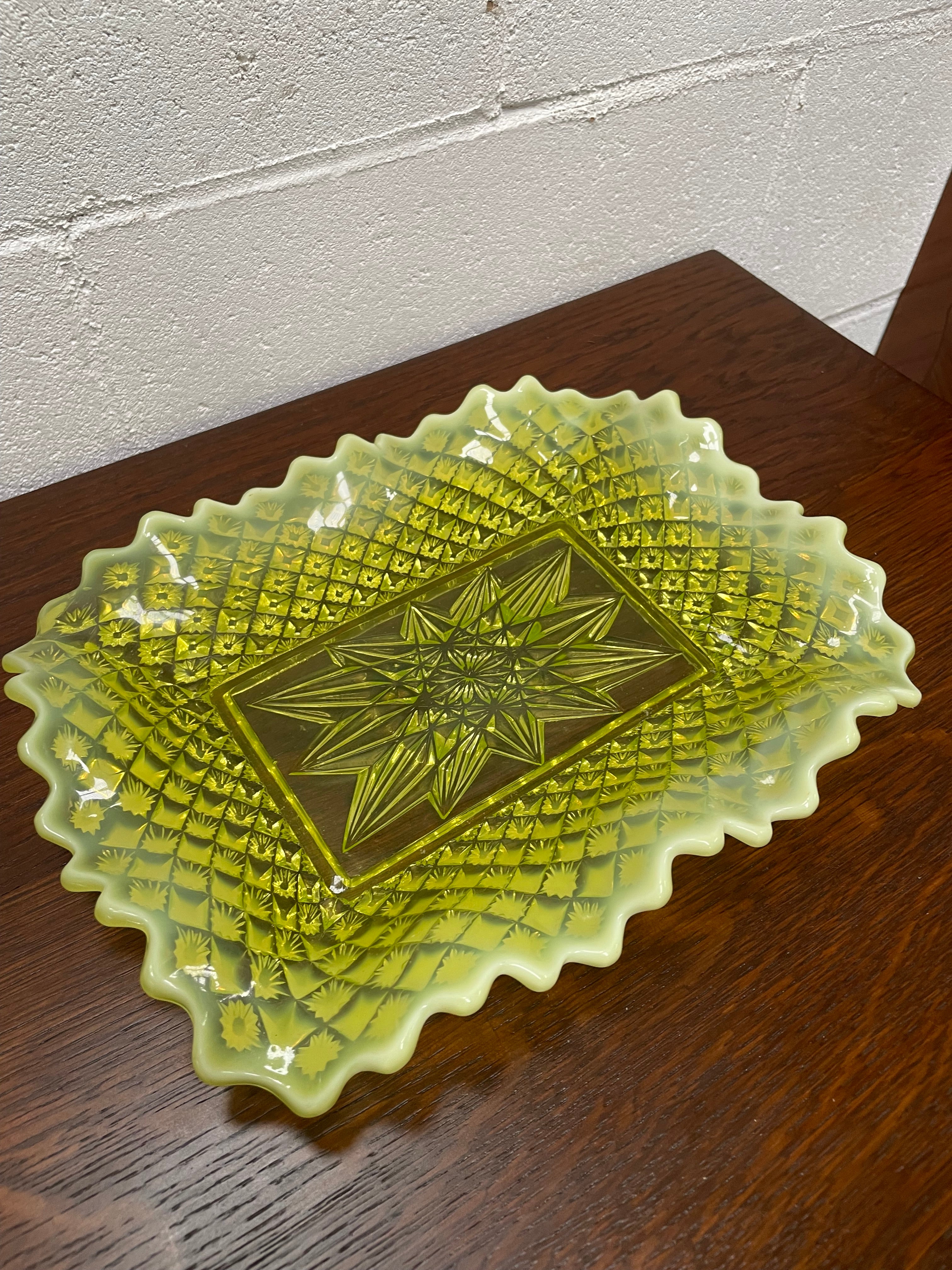 Vaseline Glass Platter/Plate | Antique & Vintage | Moonee Ponds Antiques | Australia Wide Delivery