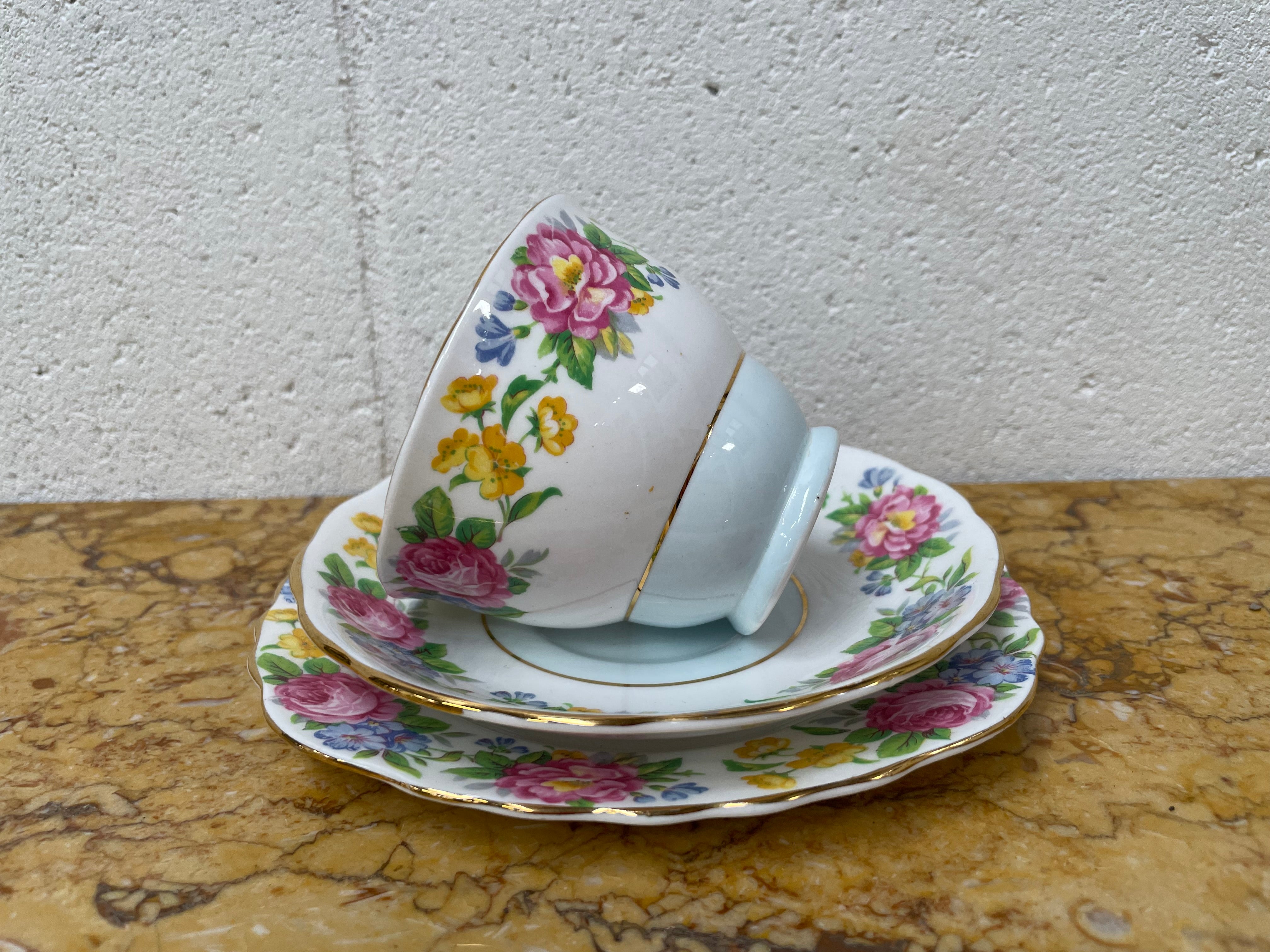 Colclough Bone China Trio Floral Pattern | Antique & Vintage | Moonee Ponds Antiques | Australia Wide Delivery