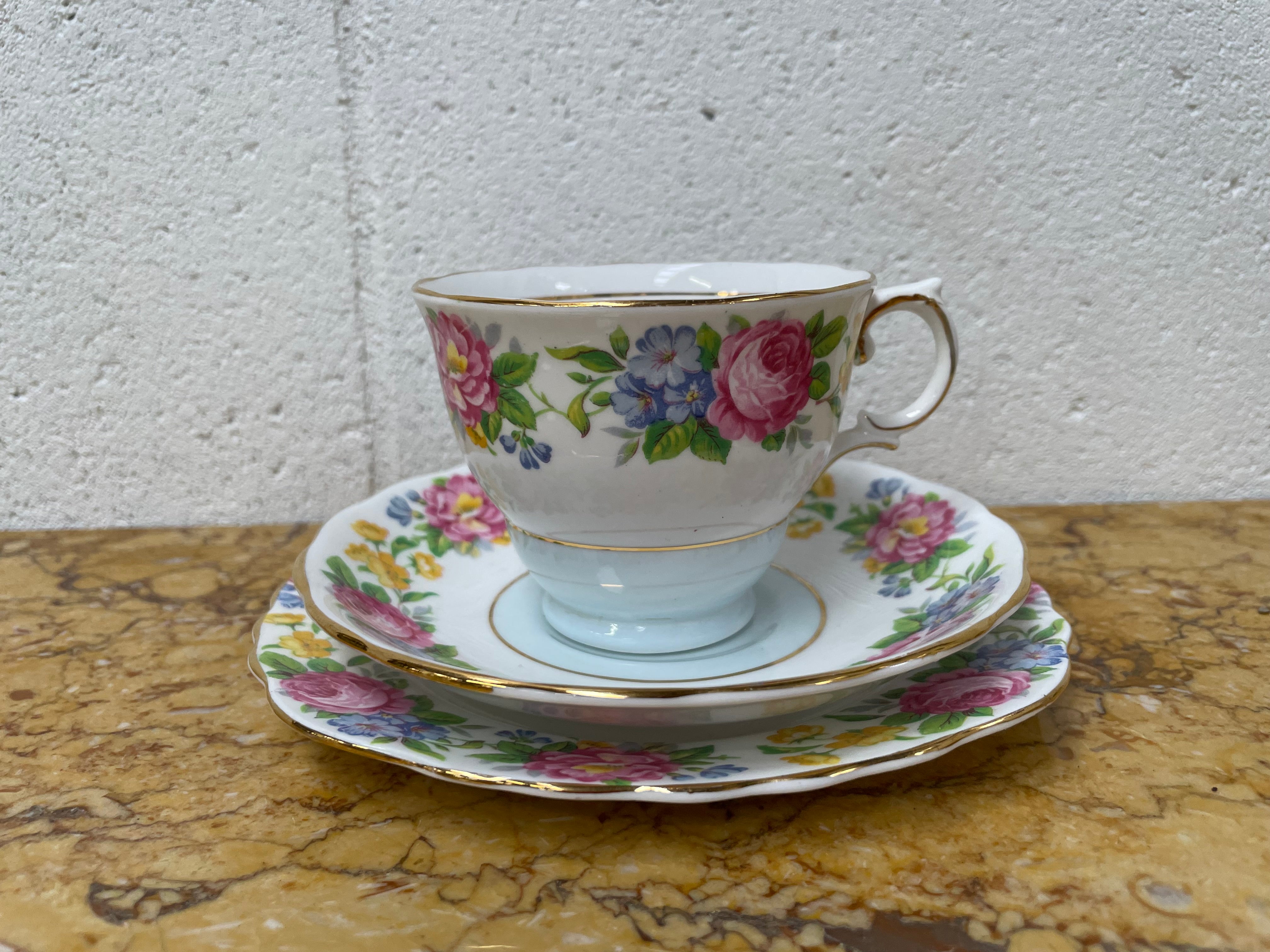 Colclough Bone China Trio Floral Pattern | Antique & Vintage | Moonee Ponds Antiques | Australia Wide Delivery