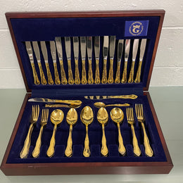 Boxed Set Of Grosvenor Gold Plated Cutlery