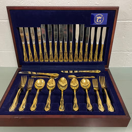 Boxed Set Of Grosvenor Gold Plated Cutlery