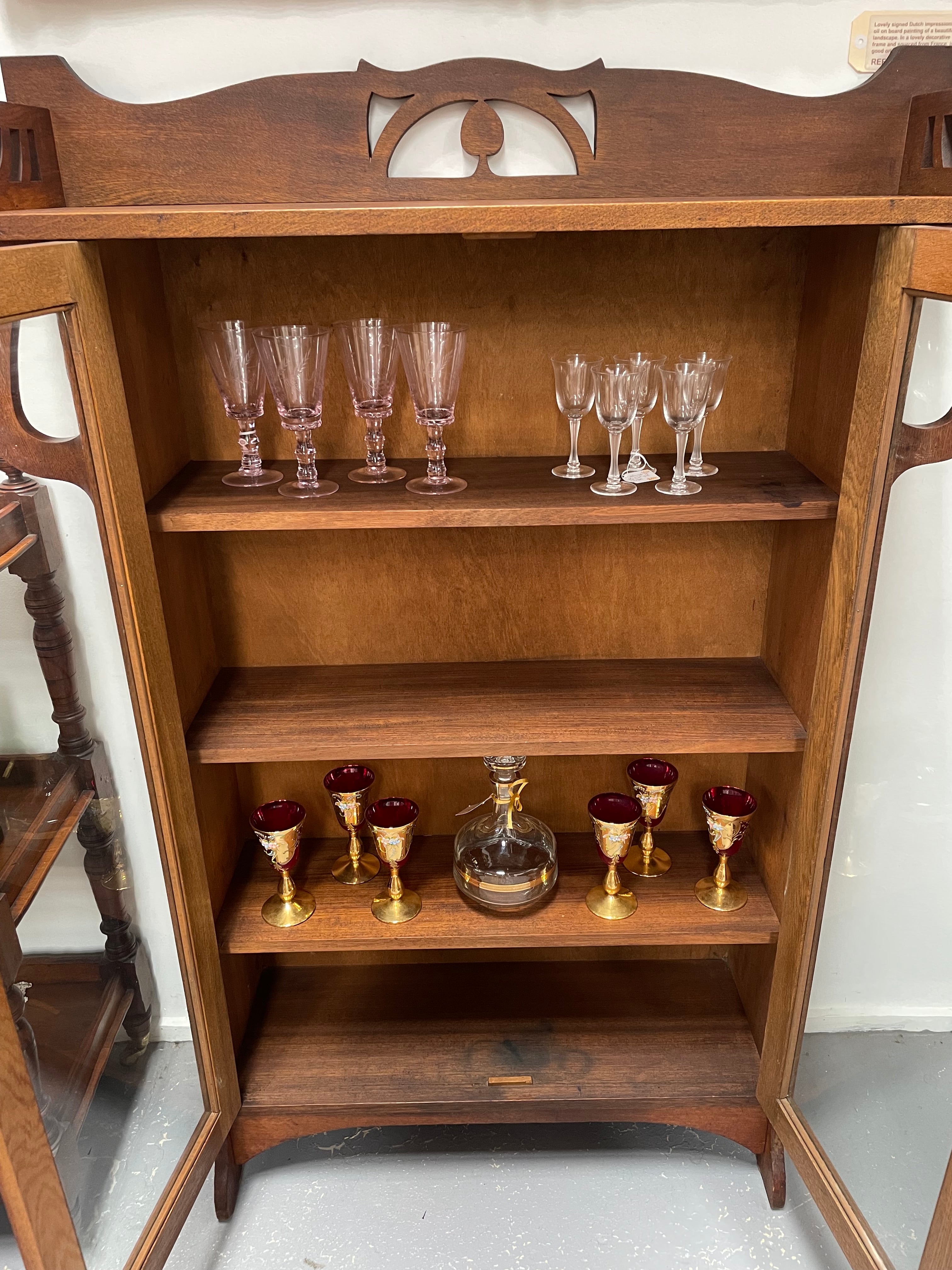 Art Nouveau Oak Bookcase/Display Cabinet | Antique & Vintage | Moonee Ponds Antiques | Australia Wide Delivery
