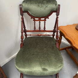 Stylish Victorian Mahogany Nursing Chair Nicely Upholstered