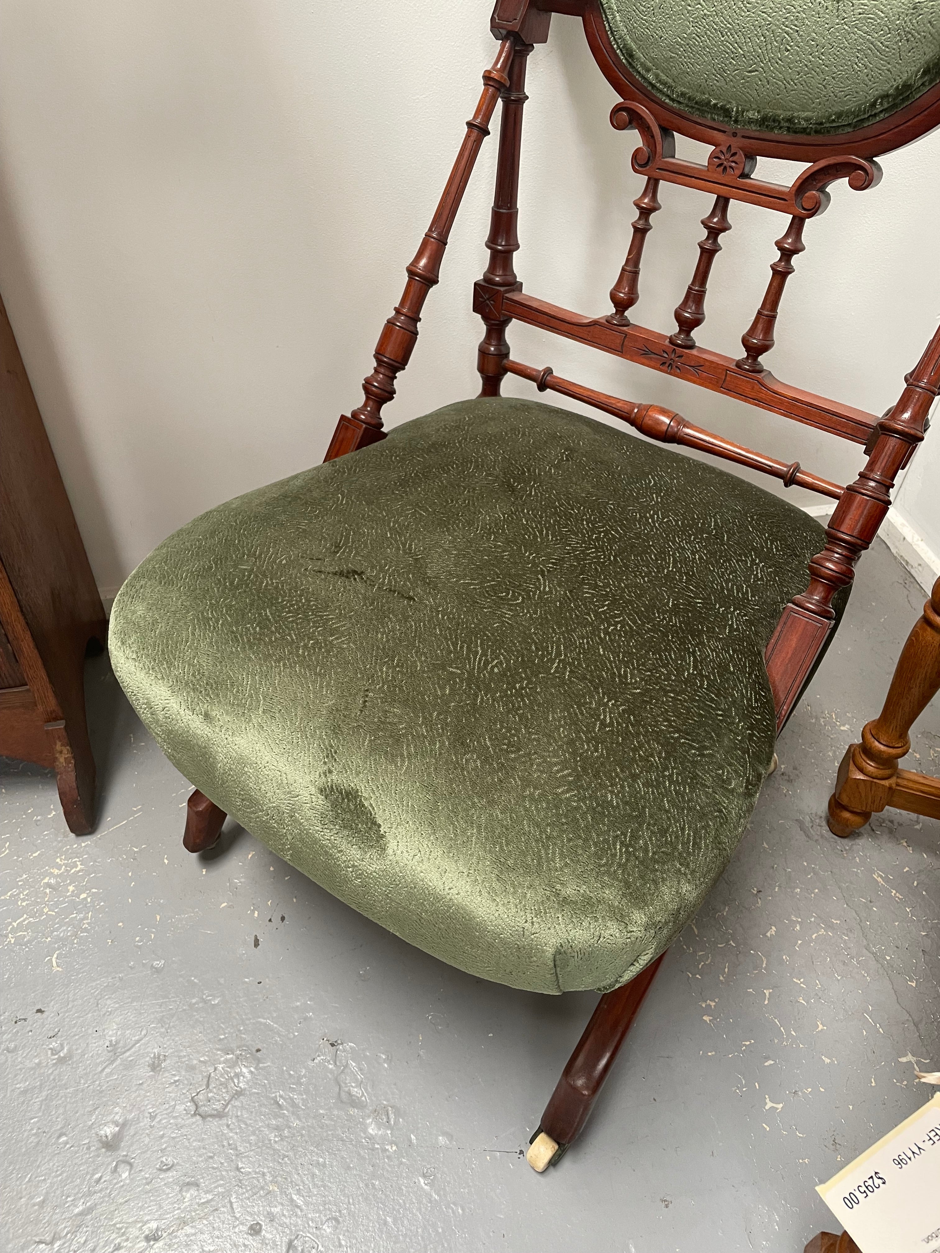 Stylish Victorian Mahogany Nursing Chair Nicely Upholstered | Antique & Vintage | Moonee Ponds Antiques | Australia Wide Delivery