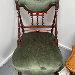 Stylish Victorian Mahogany Nursing Chair Nicely Upholstered