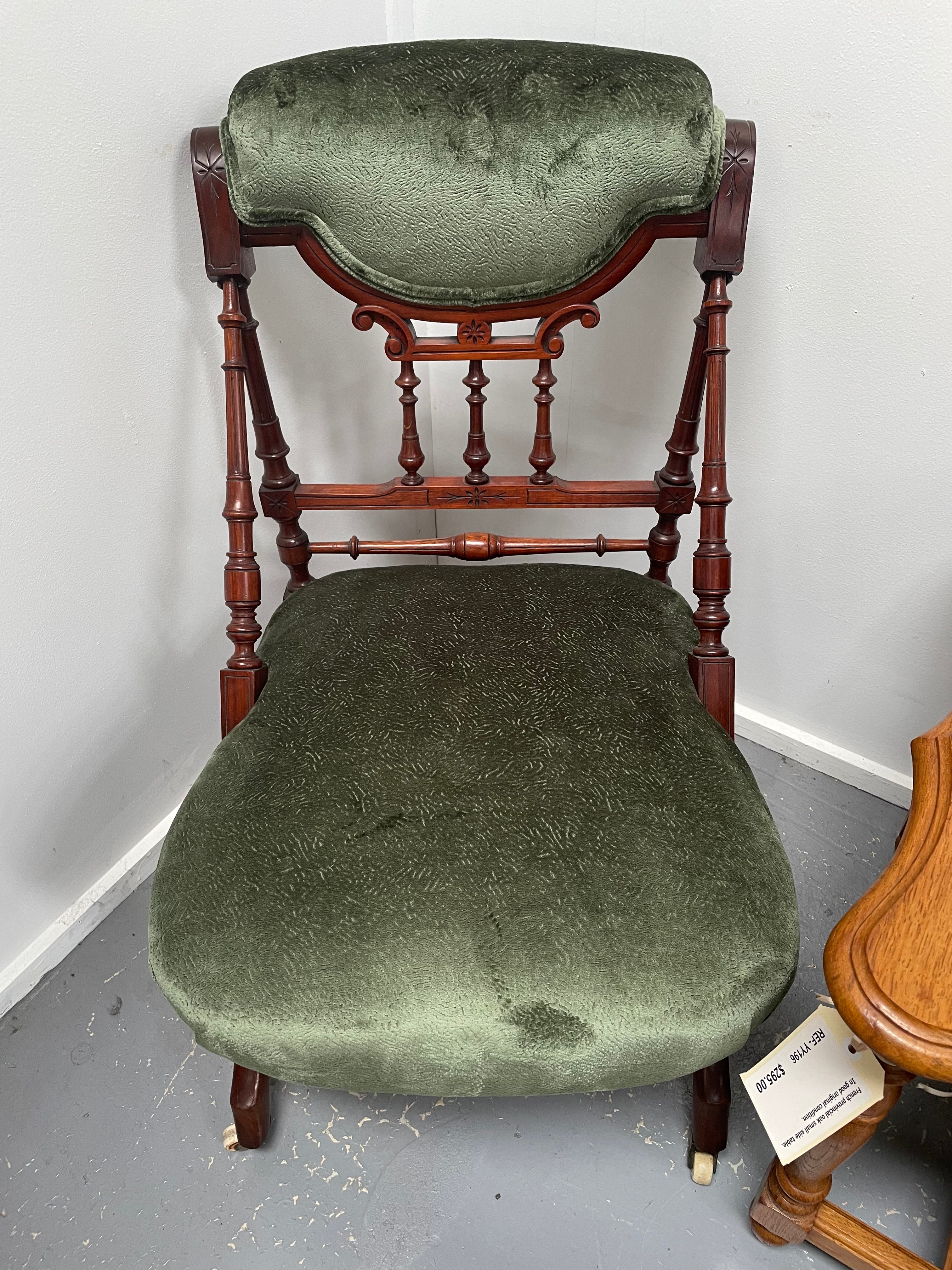 Stylish Victorian Mahogany Nursing Chair Nicely Upholstered | Antique & Vintage | Moonee Ponds Antiques | Australia Wide Delivery