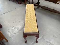 Vintage Mahogany Cabriole Leg Buttoned Upholstered Long Stool | Antique & Vintage | Moonee Ponds Antiques | Australia Wide Delivery