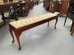 Vintage Mahogany Cabriole Leg Buttoned Upholstered Long Stool | Antique & Vintage | Moonee Ponds Antiques | Australia Wide Delivery
