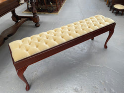 Vintage Mahogany Cabriole Leg Buttoned Upholstered Long Stool | Antique & Vintage | Moonee Ponds Antiques | Australia Wide Delivery