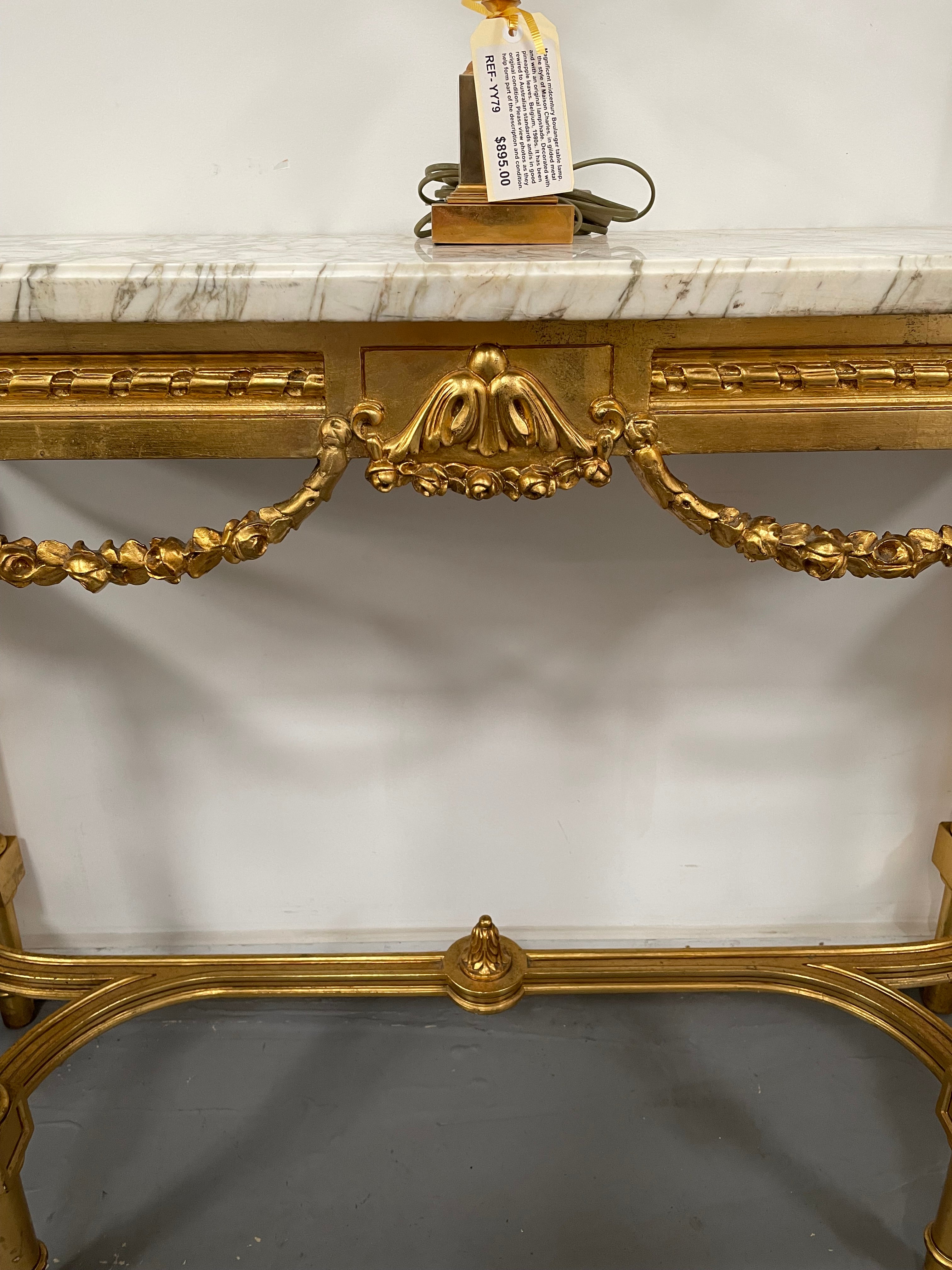 French 19th Century Louis 16th Style Gilt White Marble Top Console Table | Antique & Vintage | Moonee Ponds Antiques | Australia Wide Delivery