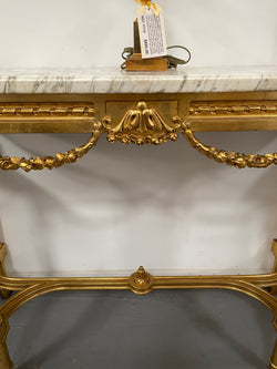 French 19th Century Louis 16th Style Gilt White Marble Top Console Table | Antique & Vintage | Moonee Ponds Antiques | Australia Wide Delivery