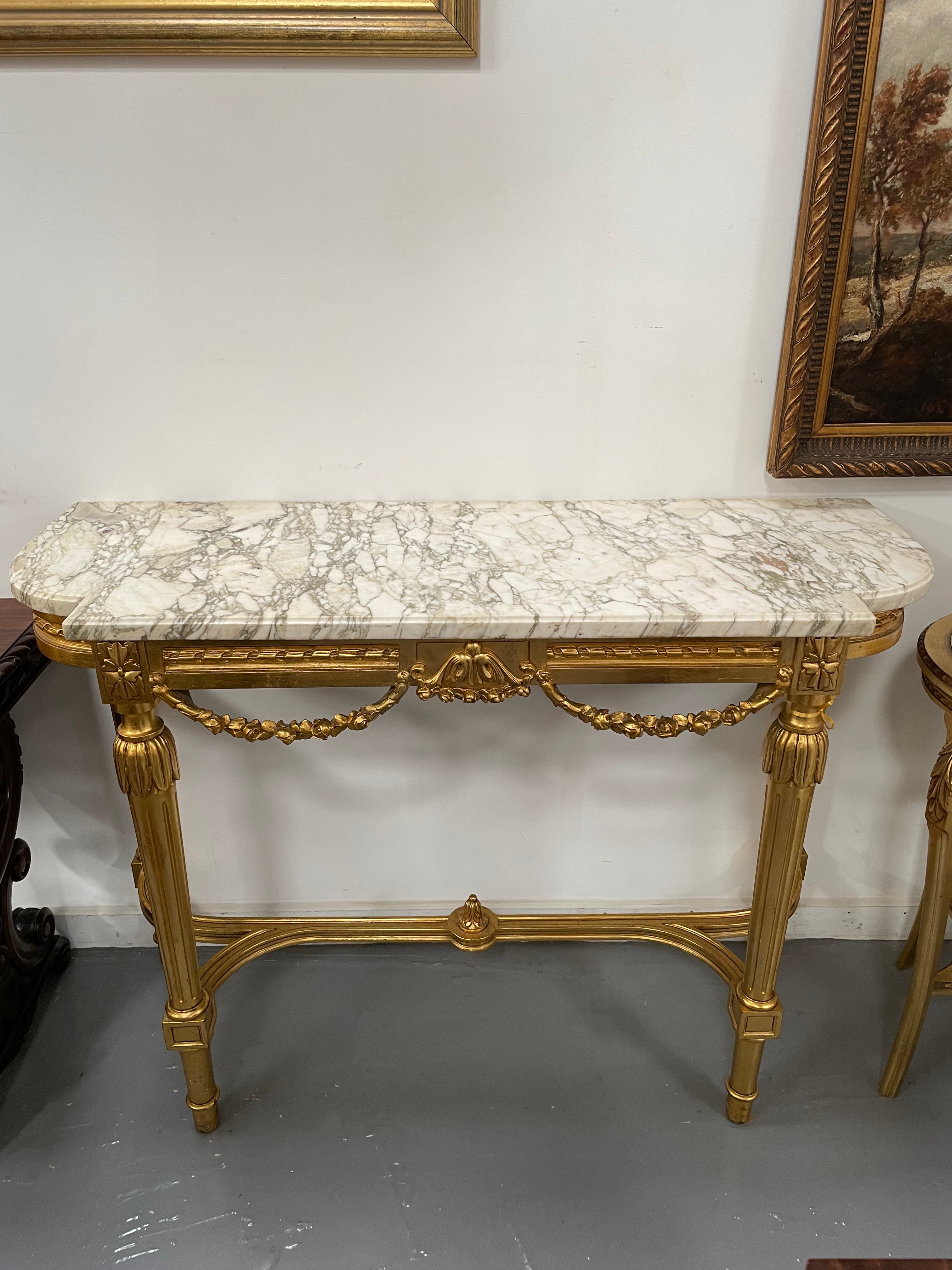 French 19th Century Louis 16th Style Gilt White Marble Top Console Table | Antique & Vintage | Moonee Ponds Antiques | Australia Wide Delivery