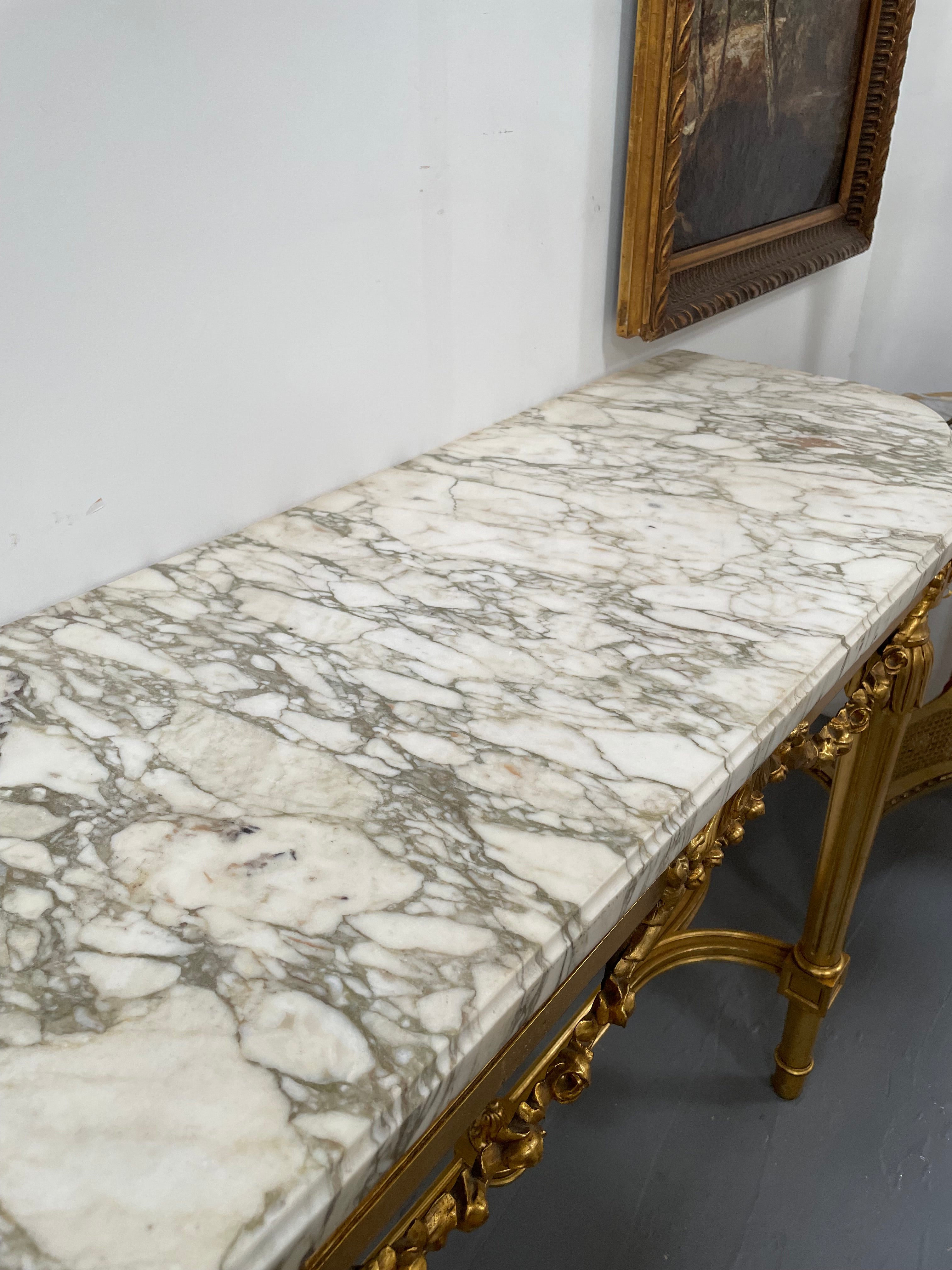 French 19th Century Louis 16th Style Gilt White Marble Top Console Table | Antique & Vintage | Moonee Ponds Antiques | Australia Wide Delivery