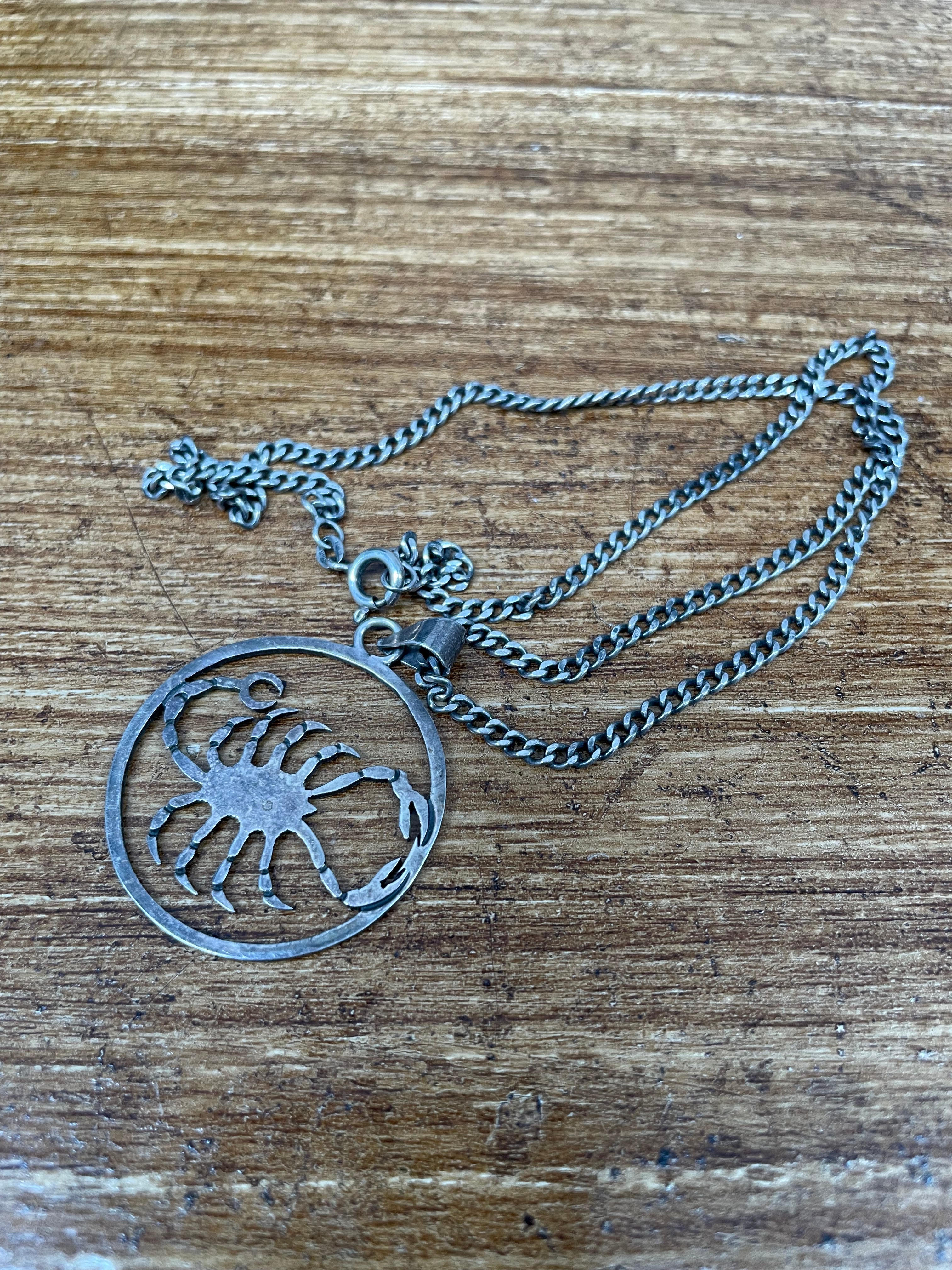 Vintage Silver Mexican Scorpion Pendant & Chain