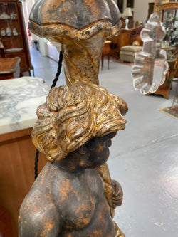 Late 19th Century Blackamoor Lamp With Crystal Drops | Antique & Vintage | Moonee Ponds Antiques | Australia Wide Delivery