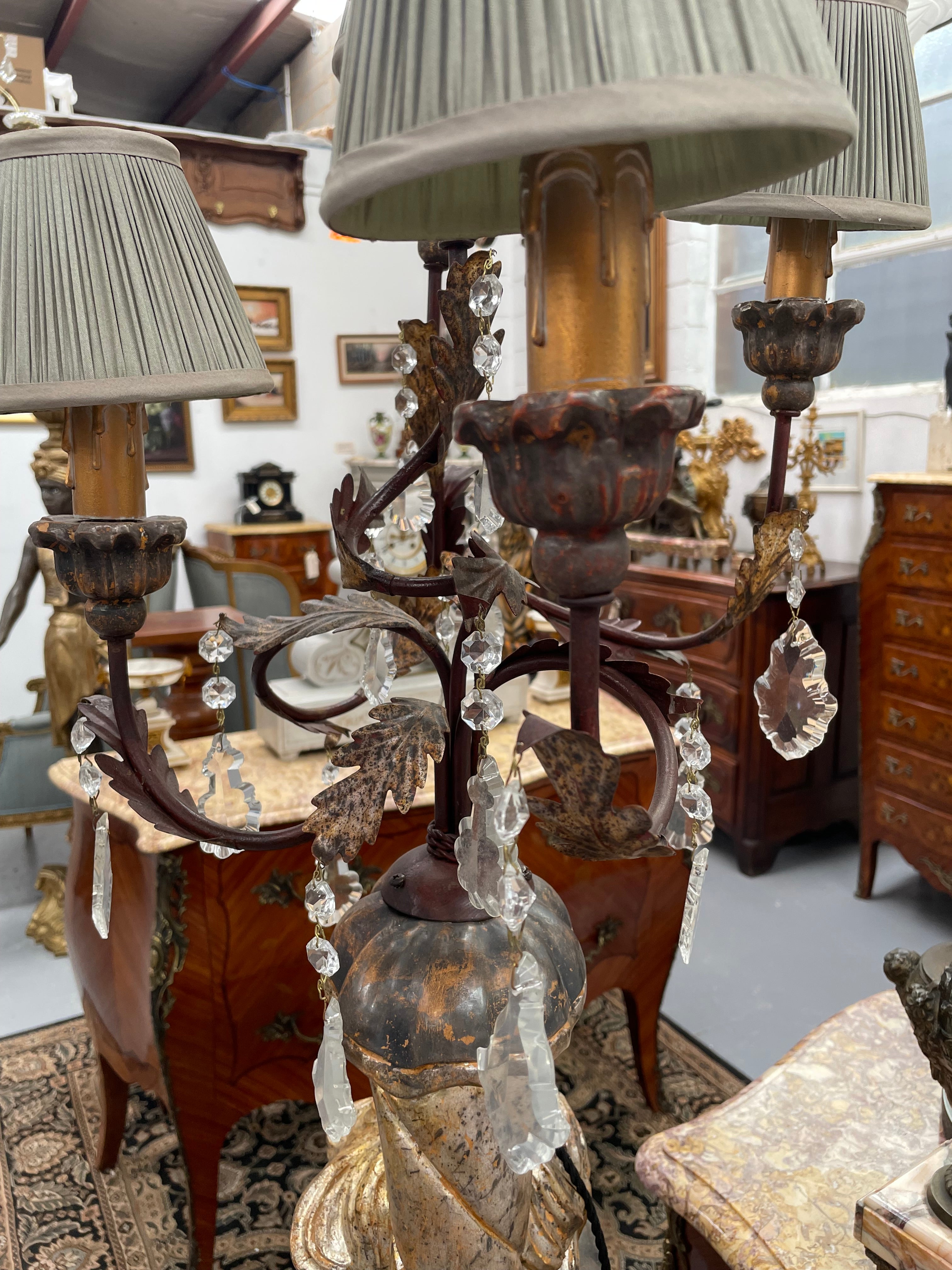 Late 19th Century Blackamoor Lamp With Crystal Drops | Antique & Vintage | Moonee Ponds Antiques | Australia Wide Delivery