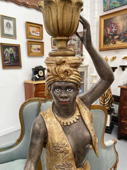 Late 19th Century Gilt Over Carved Wood Blackamoor Floor Lamp | Antique & Vintage | Moonee Ponds Antiques | Australia Wide Delivery
