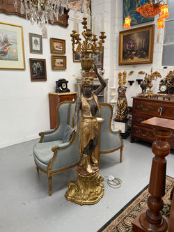 Late 19th Century Gilt Over Carved Wood Blackamoor Floor Lamp | Antique & Vintage | Moonee Ponds Antiques | Australia Wide Delivery