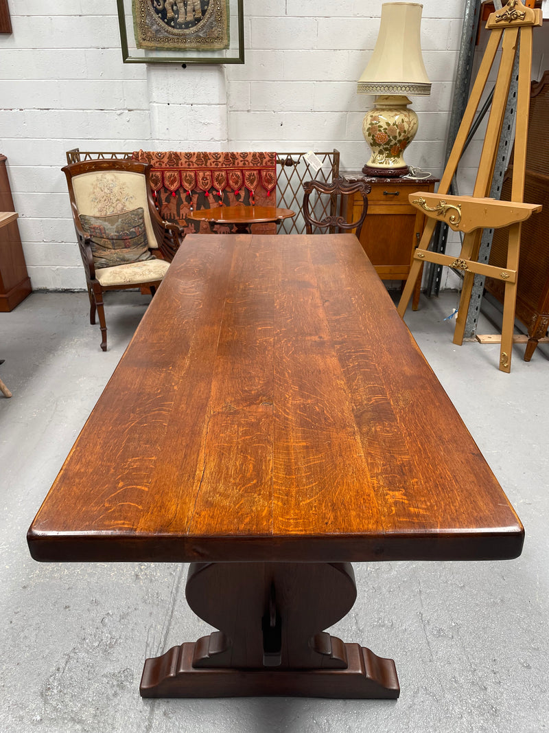 French Oak Farmhouse table of pleasing small proportions. It can comfortably seat six people. It has been sourced directly from France and is in good original detailed condition.