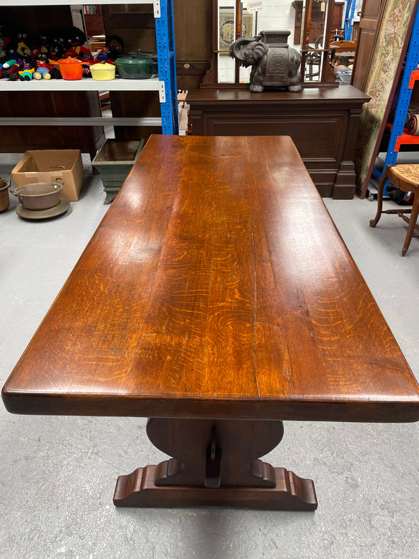 French Oak Farmhouse table of pleasing small proportions. It can comfortably seat six people. It has been sourced directly from France and is in good original detailed condition.