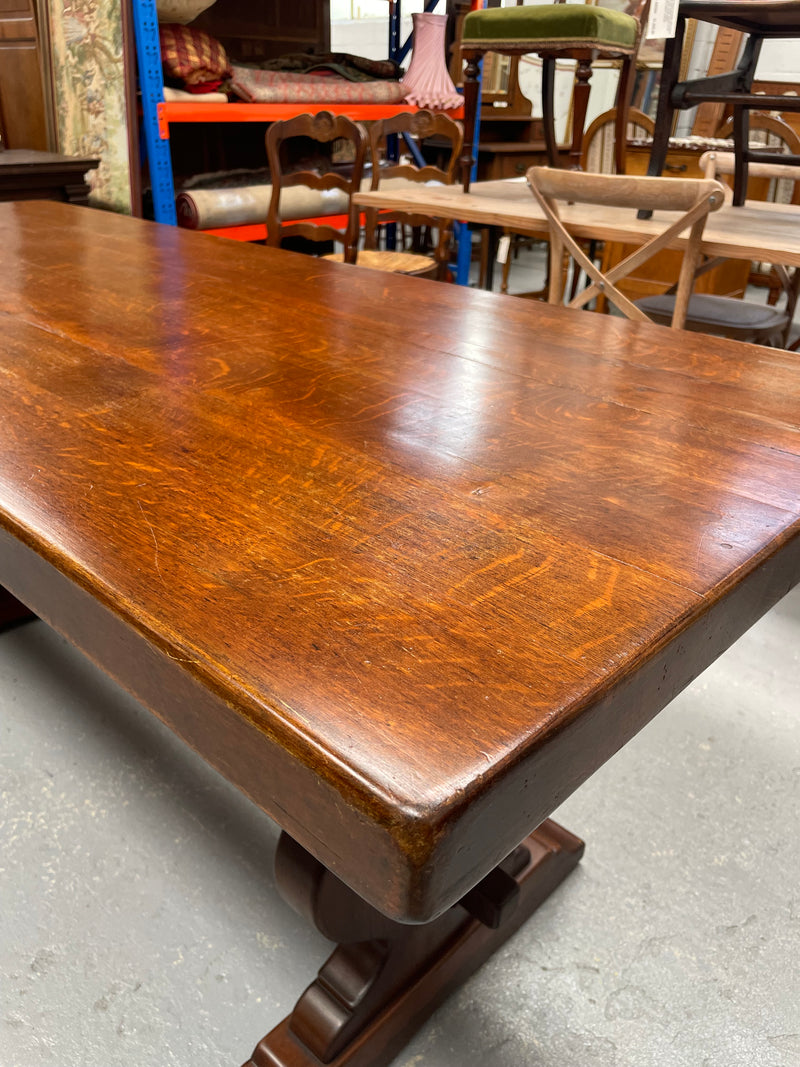 French Oak Farmhouse table of pleasing small proportions. It can comfortably seat six people. It has been sourced directly from France and is in good original detailed condition.