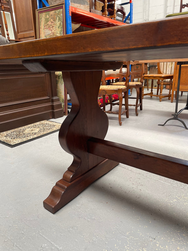 French Oak Farmhouse table of pleasing small proportions. It can comfortably seat six people. It has been sourced directly from France and is in good original detailed condition.