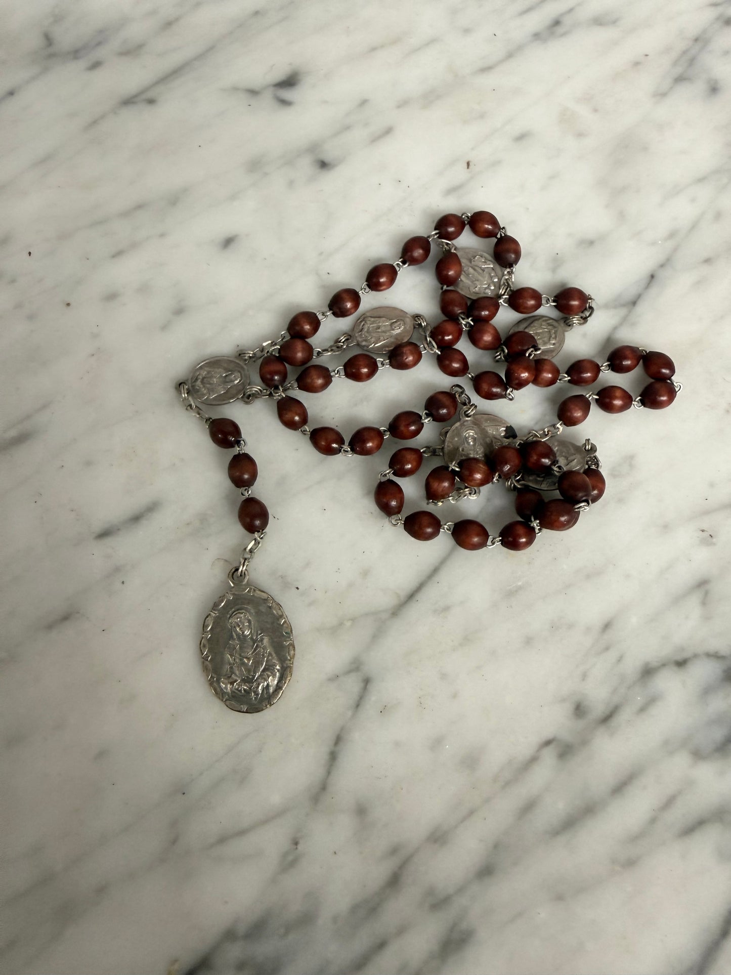 Vintage Red Tiger Eye 7 Sorrows Of Mary Rosary Beads