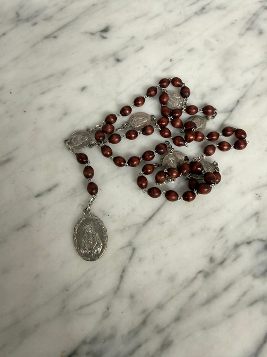 Vintage Red Tiger Eye 7 Sorrows Of Mary Rosary Beads