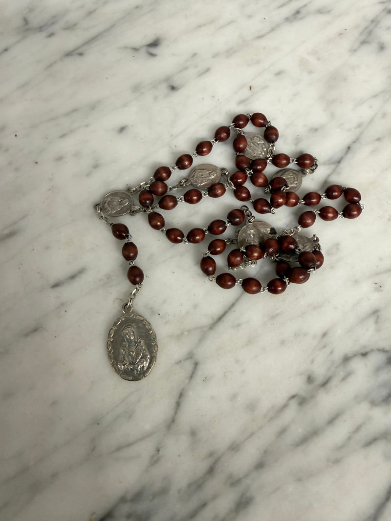 Vintage Red Tiger Eye 7 Sorrows Of Mary Rosary Beads