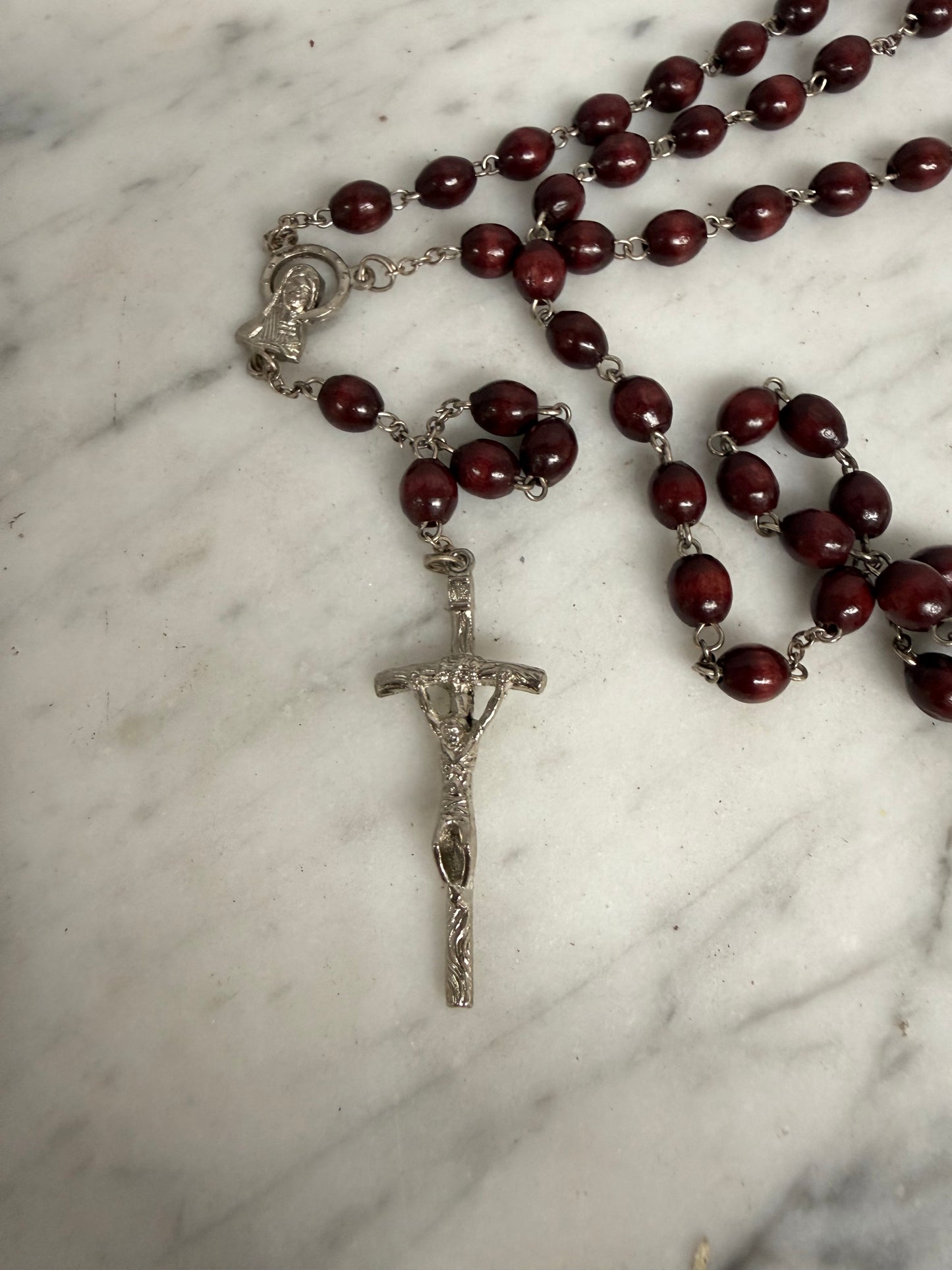 Vintage Red Tiger Eye Rosary Beads
