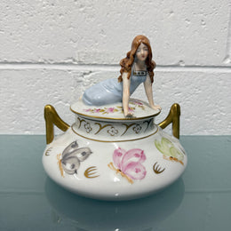 Stunning Dresden PMP Porzellan Art Deco Bowl & Lid