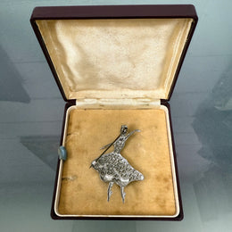 Pretty Vintage Silver Metal Ballerina Brooch