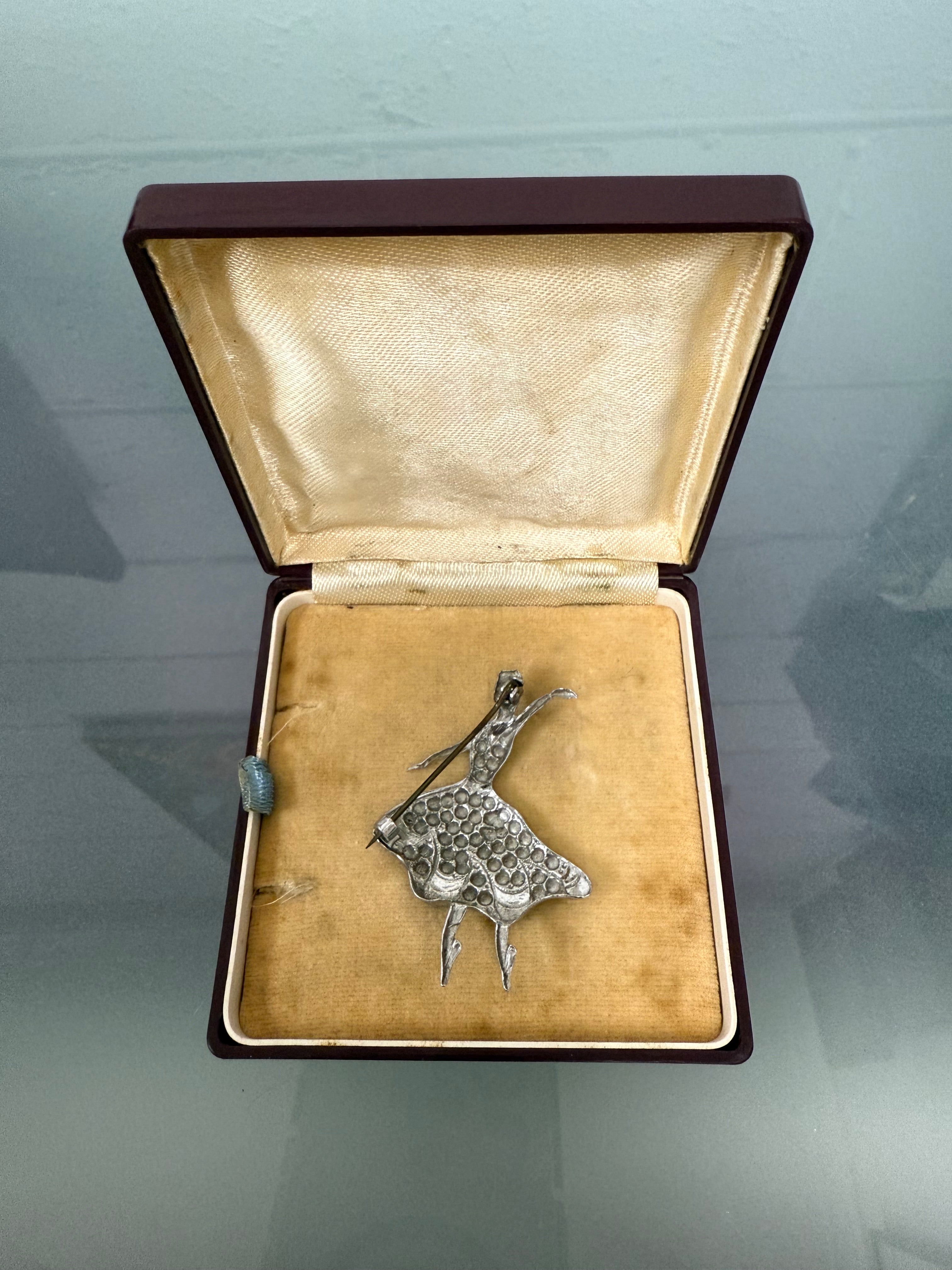 Pretty Vintage Silver Metal Ballerina Brooch | Antique & Vintage | Moonee Ponds Antiques | Australia Wide