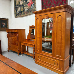 Antique Victorian Huon Pine Bedroom Suite Includes Dressing Table, Wardrobe & Chest of Drawers
